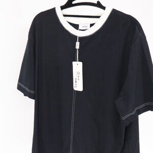 Akris Punto Cotton Jersey T shirt  Black NWT Size 14